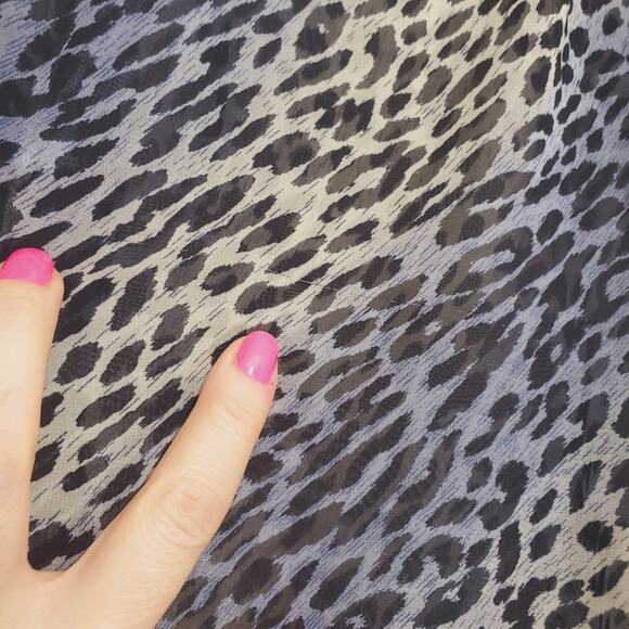 Collective Concepts | Leopard Print Sheer Button Front Blouse Roll Tab Sleeves - Picture 7 of 8